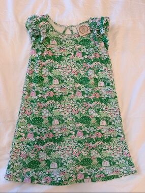Beaufort Bonnet Reuhling Ruffle Green Floral Print Girls' Dress